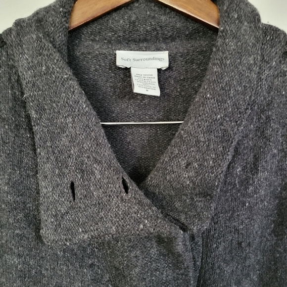 Soft Surroundings Merino Wool Charcoal Grey Loose Fit Coatagen Medium - Picture 9 of 12